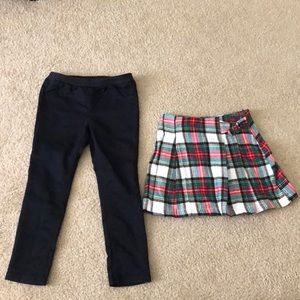 Carter’s plaid skirt and black pants
